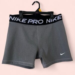 Nike Pro Women's Gray Athletic Shorts with Black Waistband